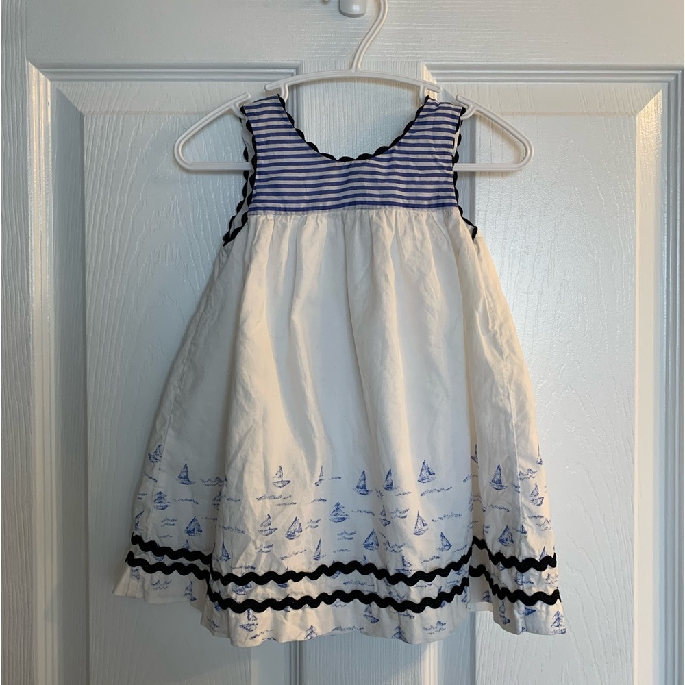 MARITIMES Sailboat Cotton Blend Sleeveless Dress Size 6-9 Months - Picture 1 of 8